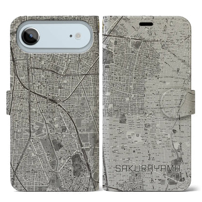 【桜山（愛知県）】地図柄iPhoneケース（手帳タイプ）