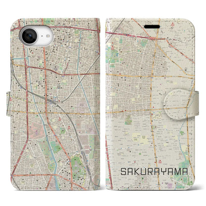 【桜山（愛知県）】地図柄iPhoneケース（手帳タイプ）