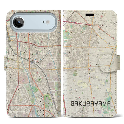 【桜山（愛知県）】地図柄iPhoneケース（手帳タイプ）