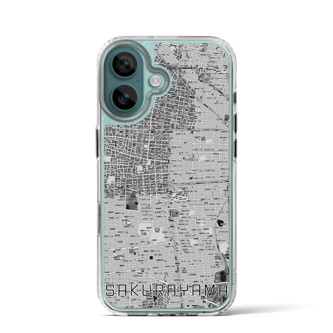 【桜山（愛知県）】地図柄iPhoneケース（MagSafeタイプ）モノトーン・iPhone 16 Pro 用