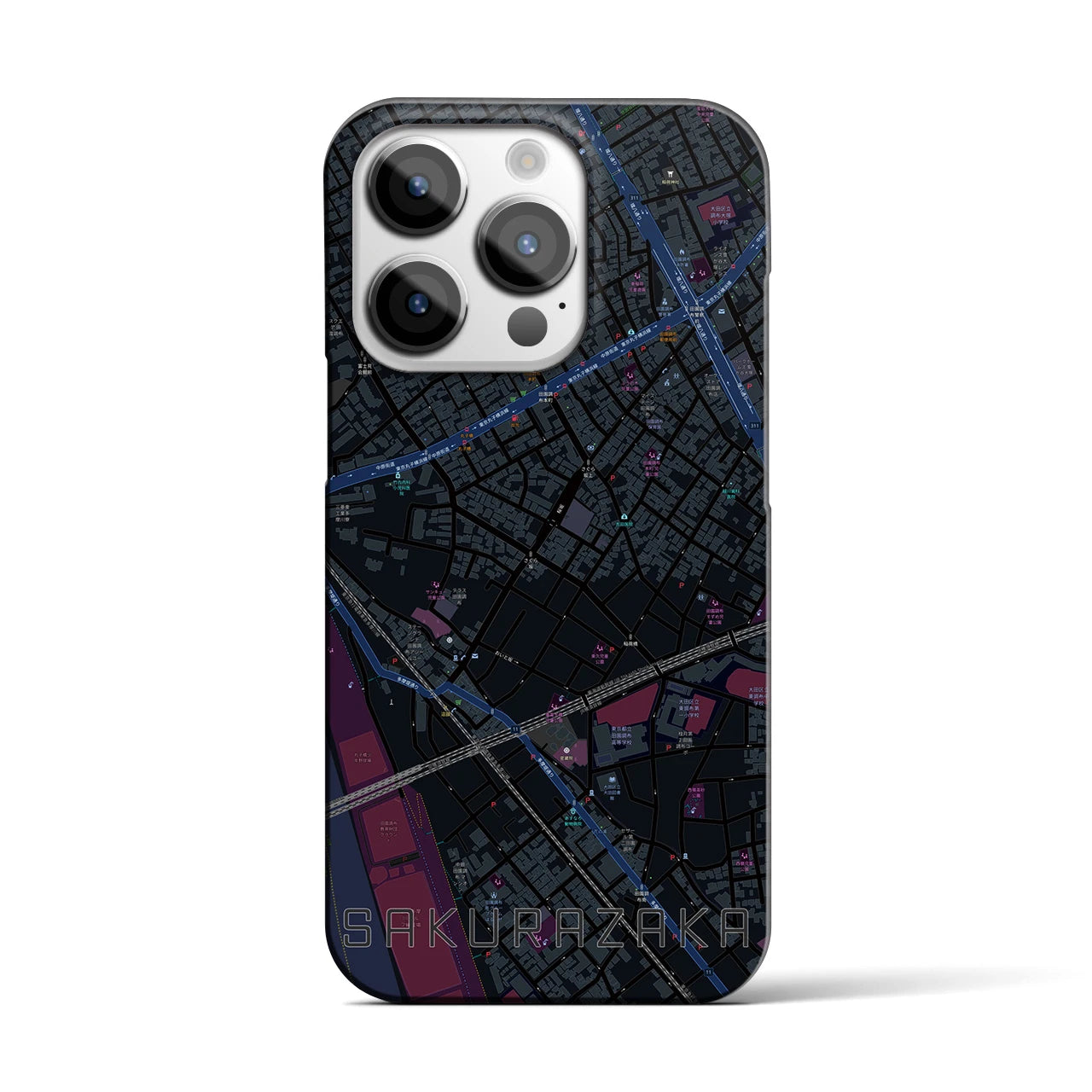【桜坂（東京都）】地図柄iPhoneケース（バックカバータイプ）