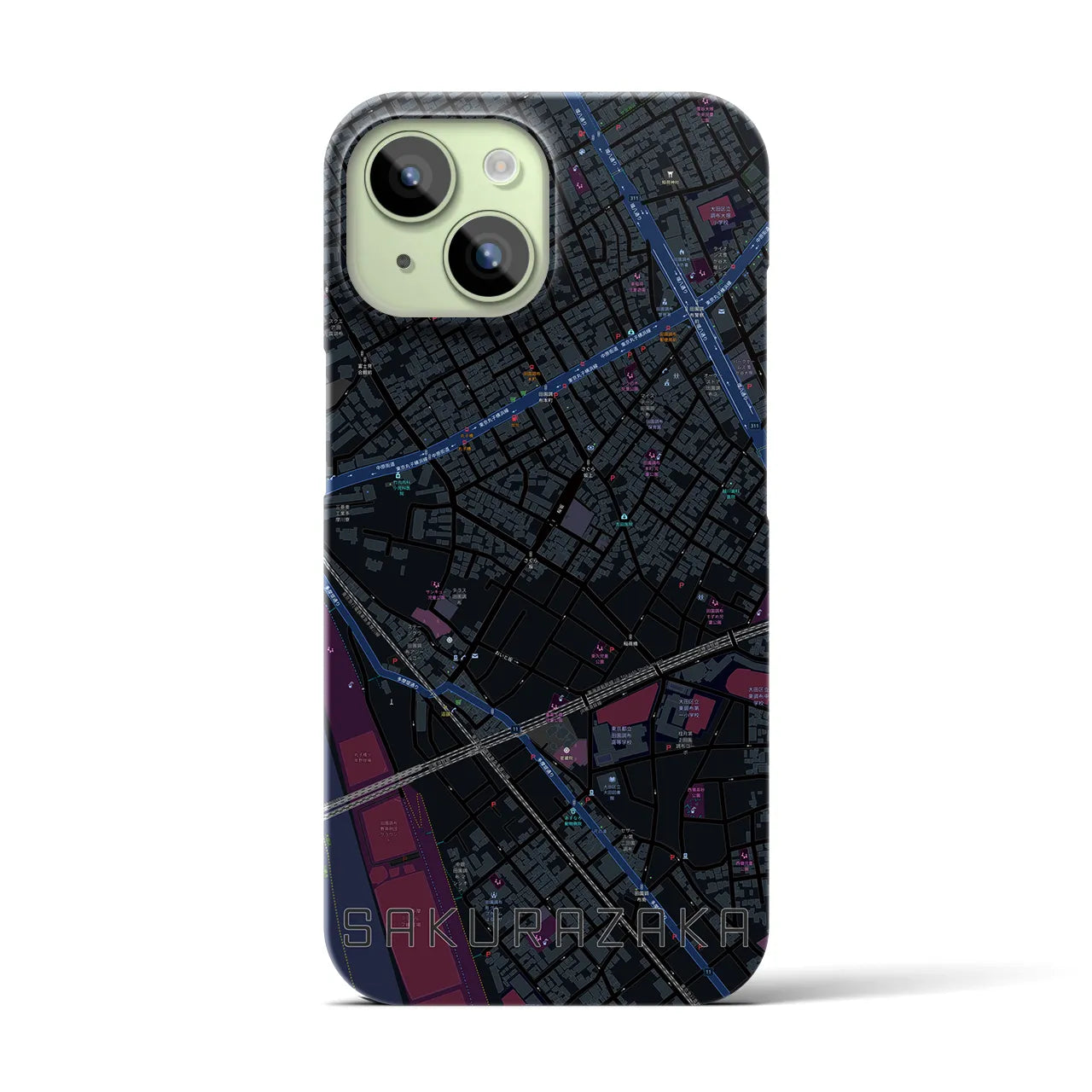 【桜坂（東京都）】地図柄iPhoneケース（バックカバータイプ）
