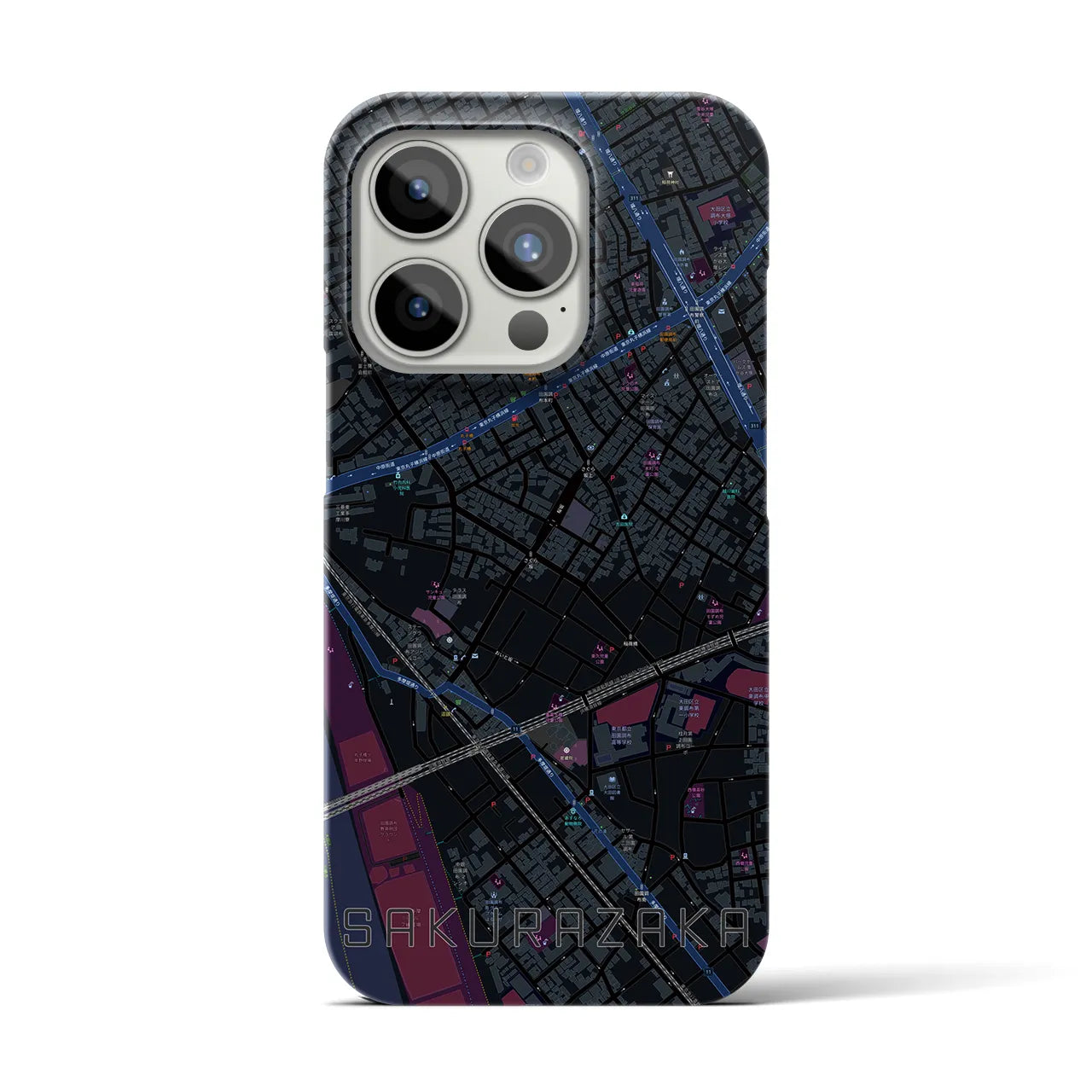 【桜坂（東京都）】地図柄iPhoneケース（バックカバータイプ）