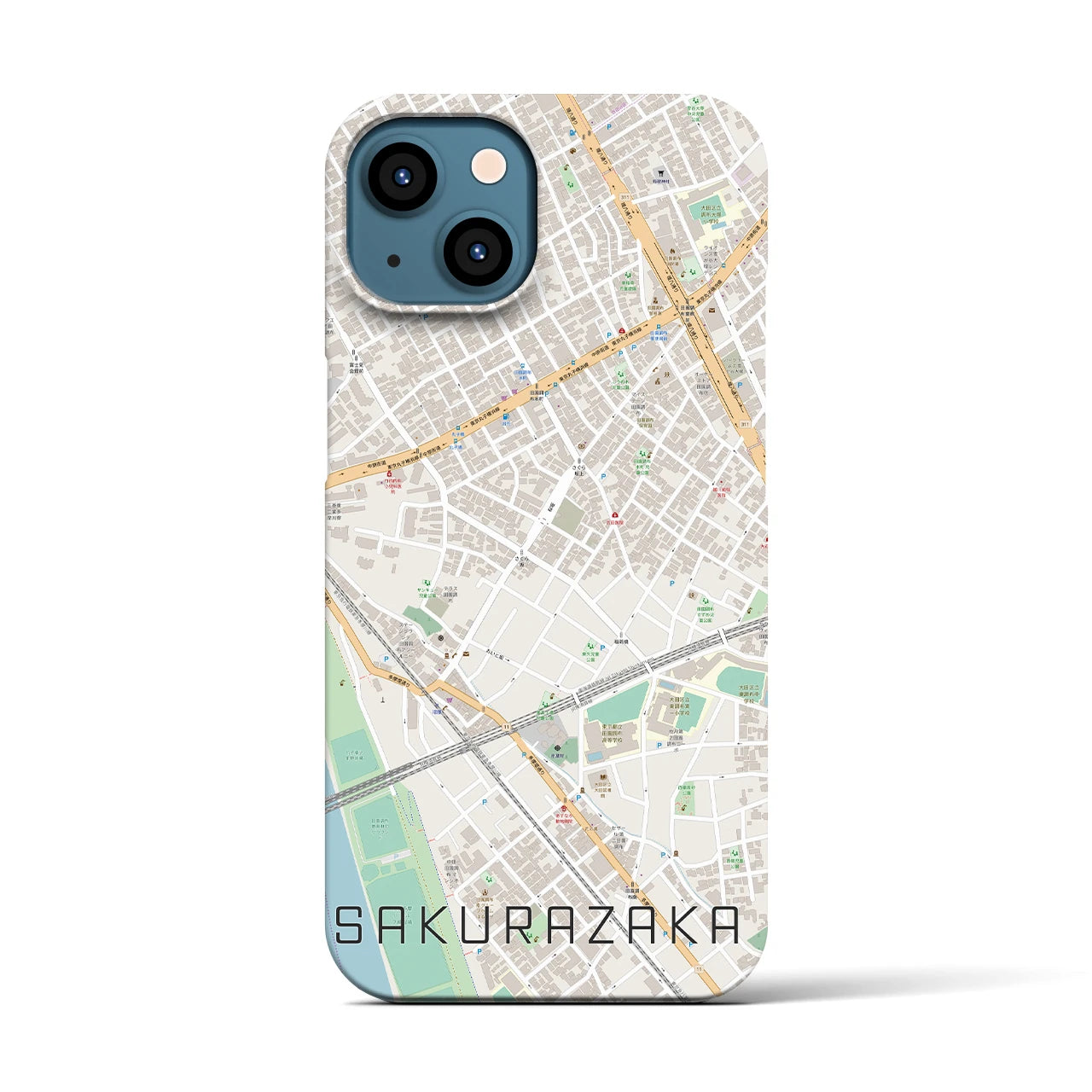 【桜坂（東京都）】地図柄iPhoneケース（バックカバータイプ）