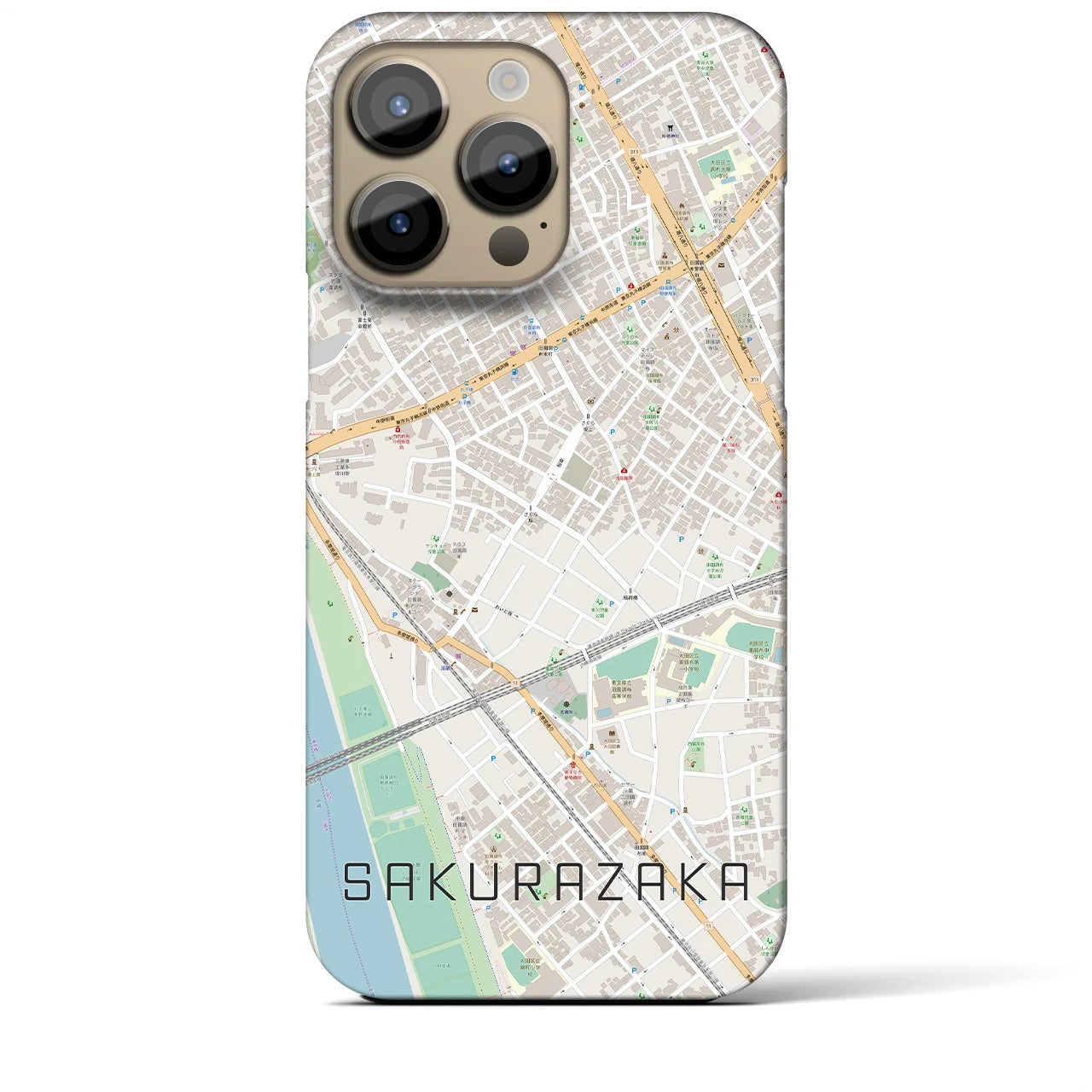 【桜坂（東京都）】地図柄iPhoneケース（バックカバータイプ）