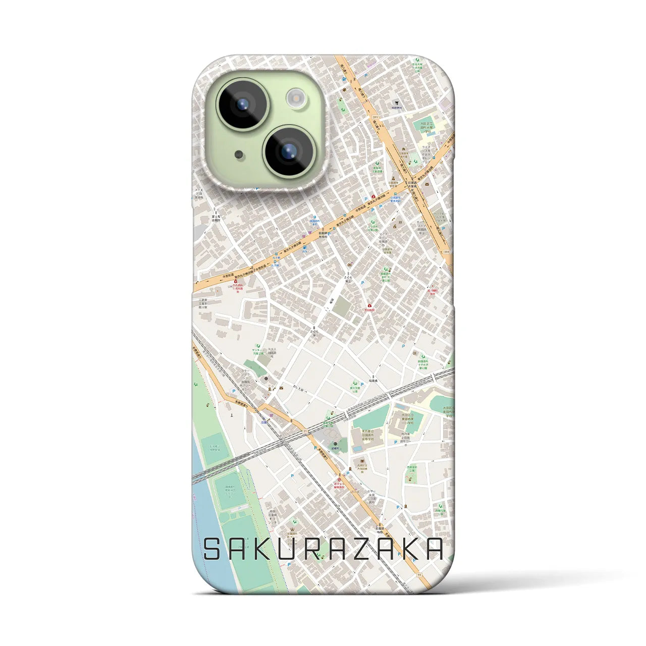 【桜坂（東京都）】地図柄iPhoneケース（バックカバータイプ）