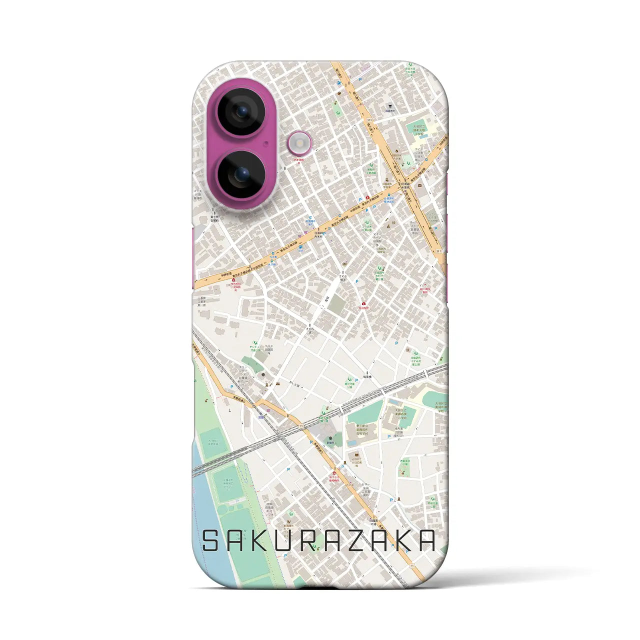 【桜坂（東京都）】地図柄iPhoneケース（バックカバータイプ）