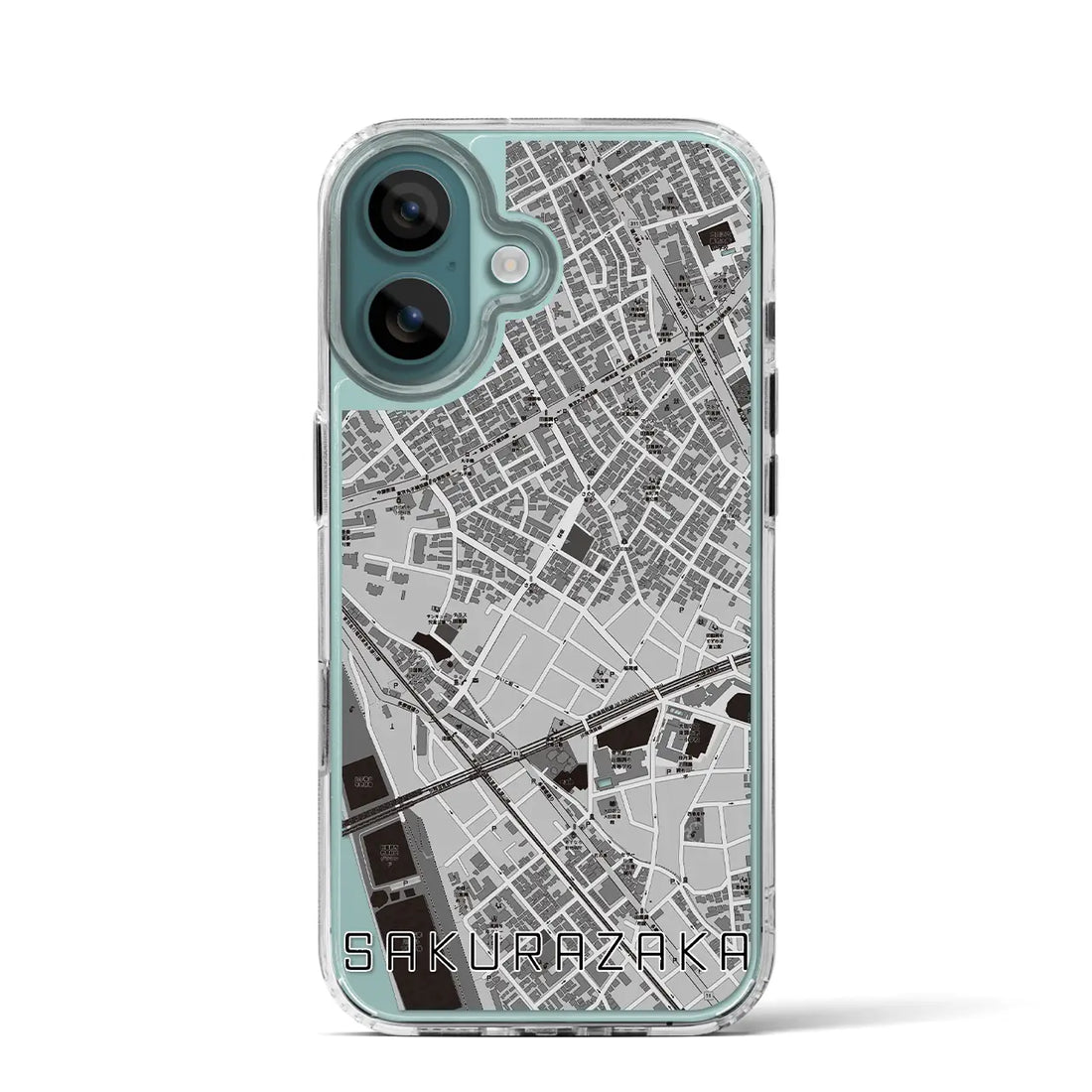 【桜坂（東京都）】地図柄iPhoneケース（MagSafeタイプ）モノトーン・iPhone 16 Pro 用