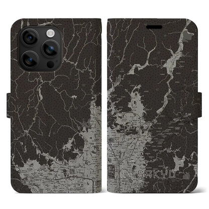 【左京（京都府）】地図柄iPhoneケース（手帳タイプ）モノトーン・iPhone 16 用