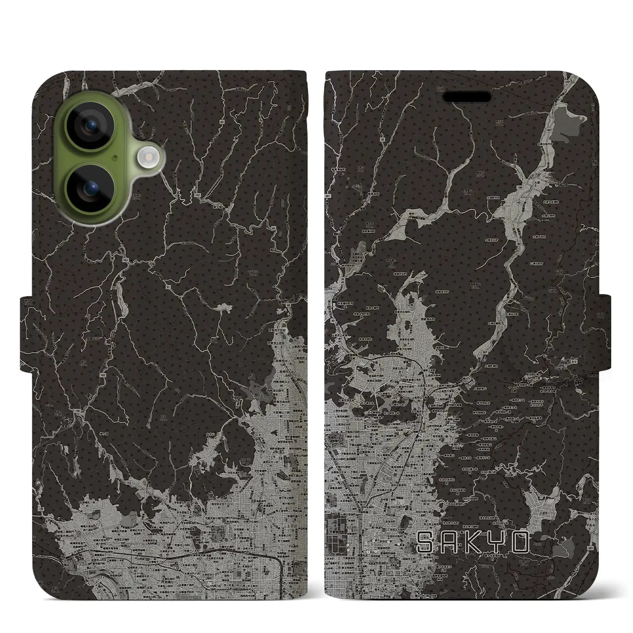 【左京（京都府）】地図柄iPhoneケース（手帳タイプ）