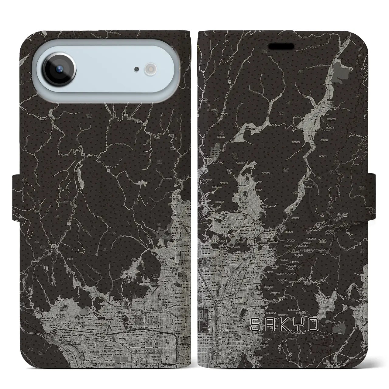 【左京（京都府）】地図柄iPhoneケース（手帳タイプ）