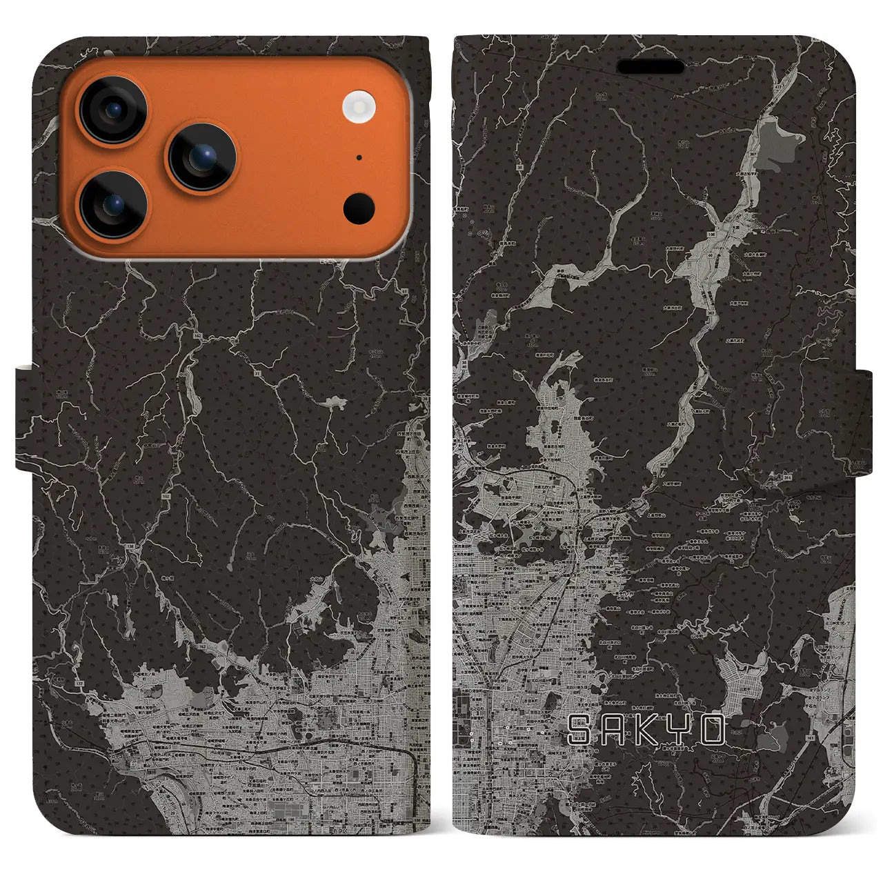 【左京（京都府）】地図柄iPhoneケース（手帳タイプ）