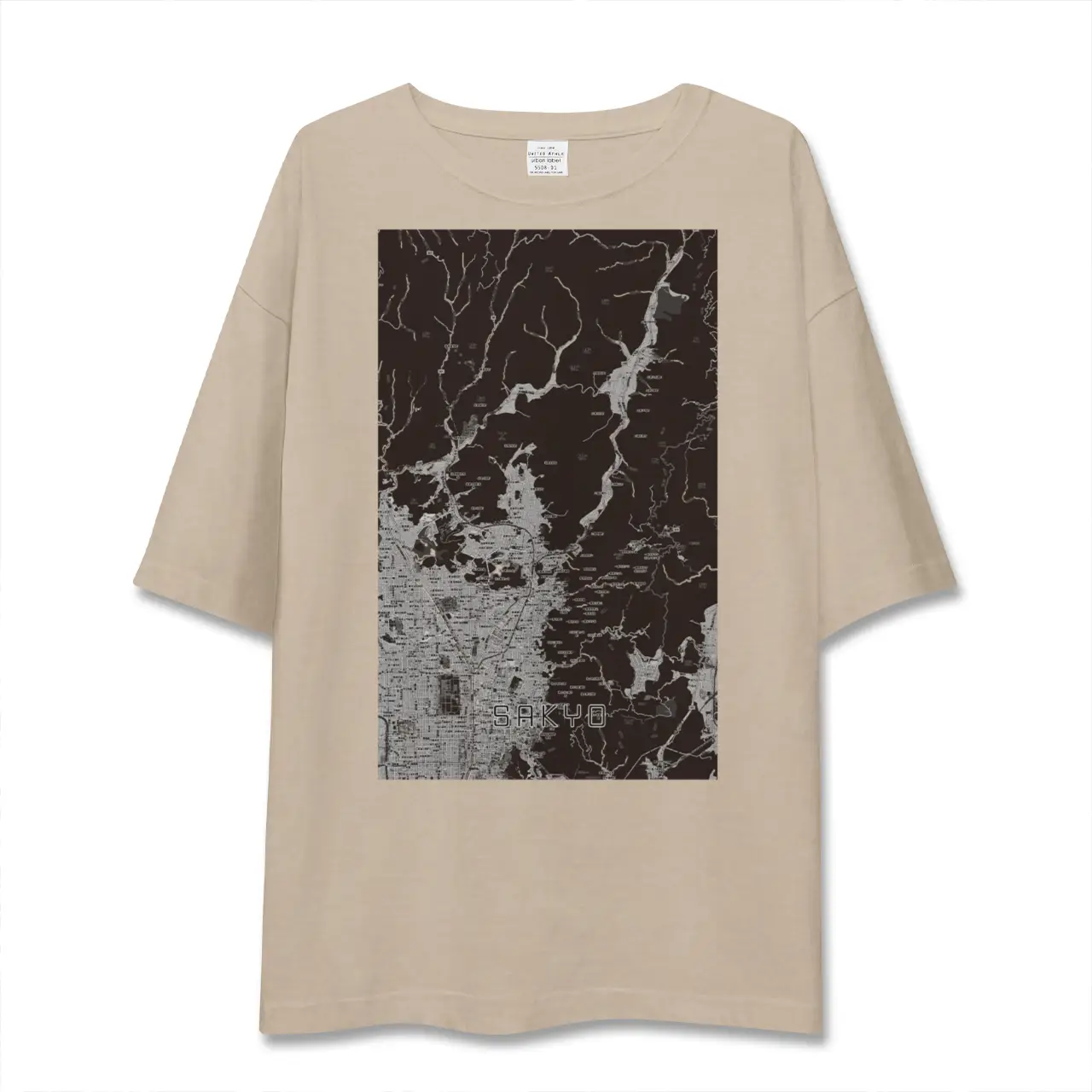 【左京（京都府）】地図柄ビッグシルエットTシャツ