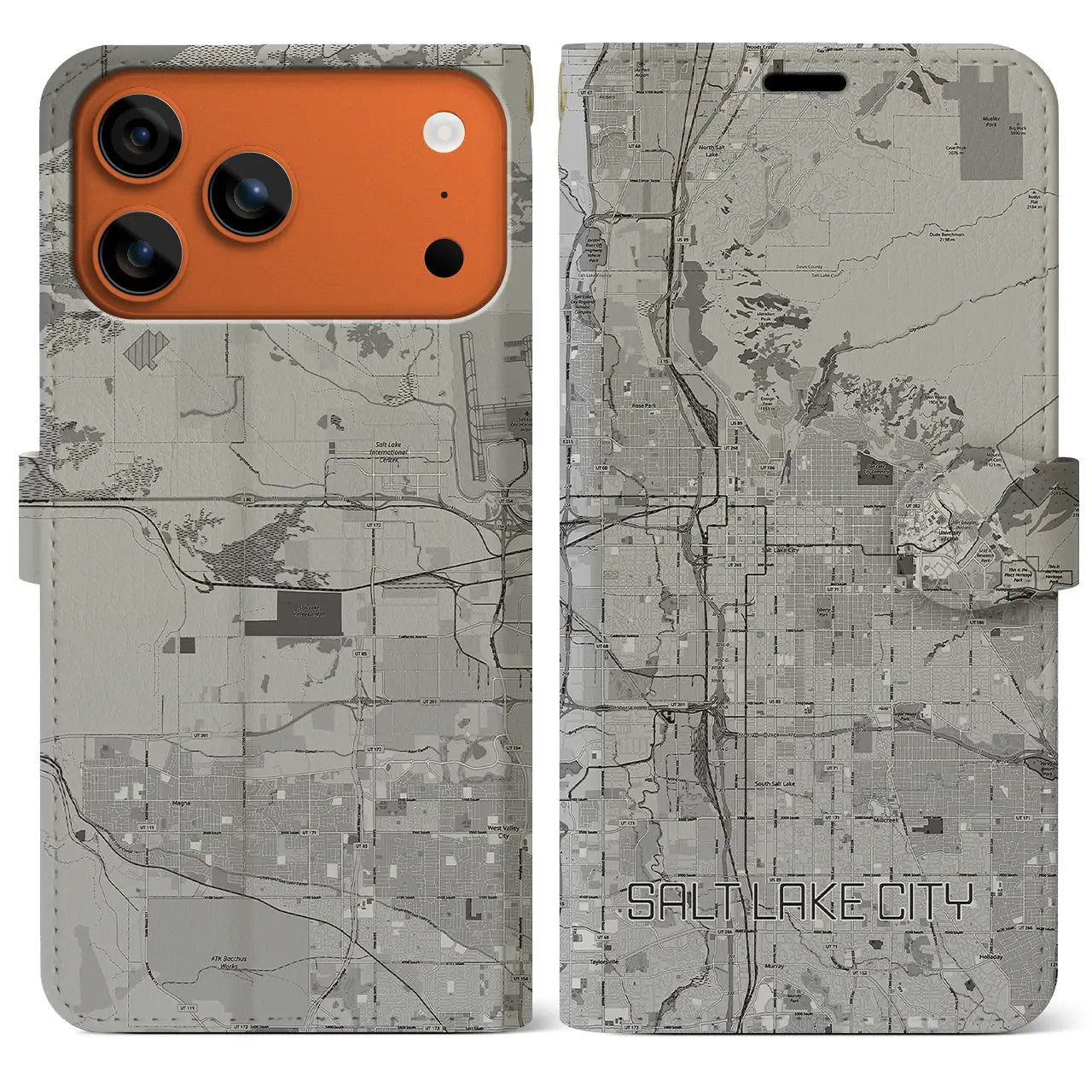 【ソルトレイクシティ（アメリカ）】地図柄iPhoneケース（手帳タイプ）