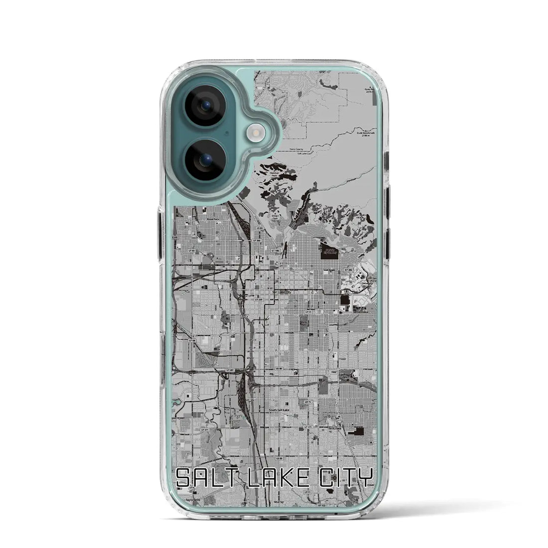 【ソルトレイクシティ（アメリカ）】地図柄iPhoneケース（MagSafeタイプ）モノトーン・iPhone 16 Pro 用