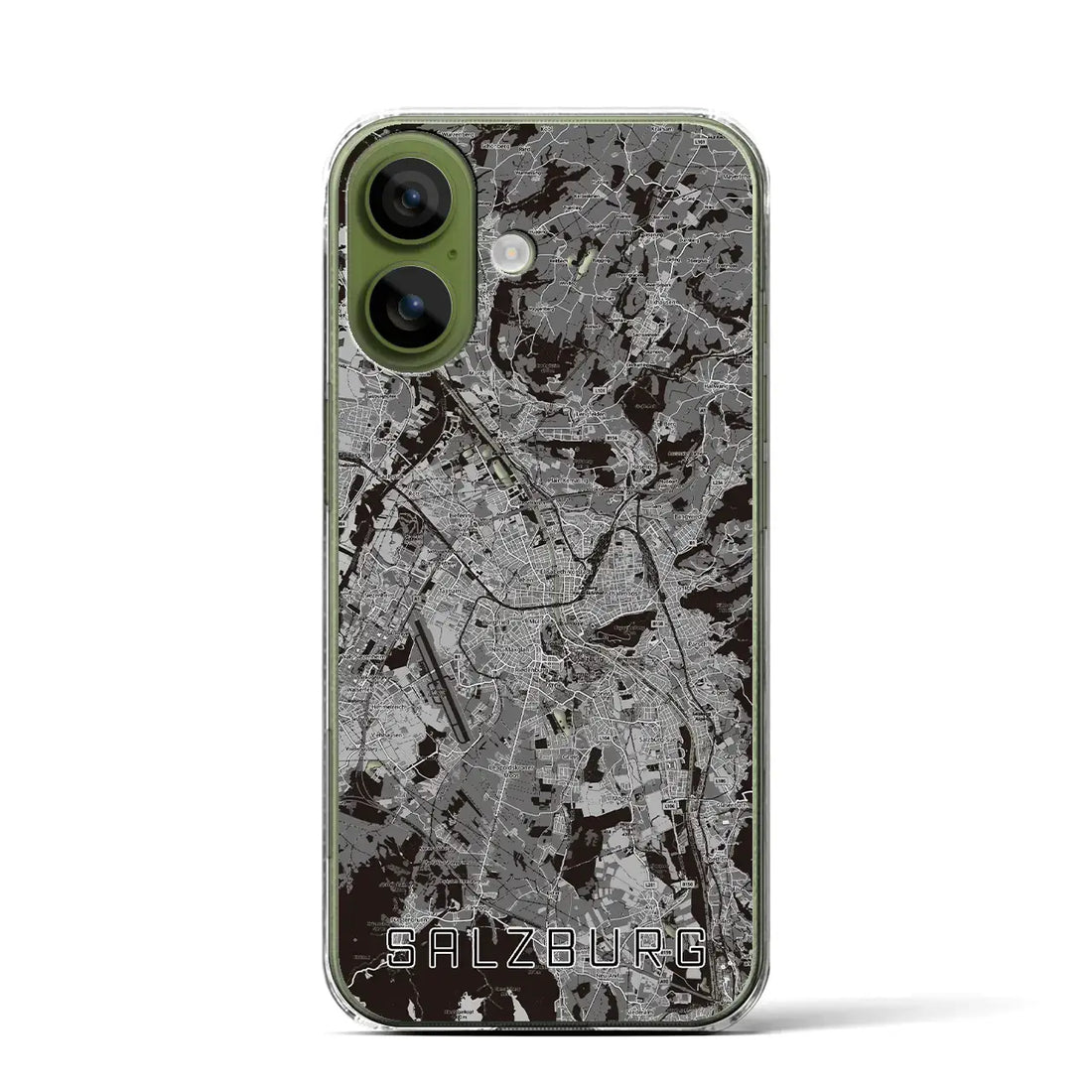 【ザルツブルク（オーストリア）】地図柄iPhoneケース（クリアタイプ）モノトーン・iPhone 17 Pro Max 用