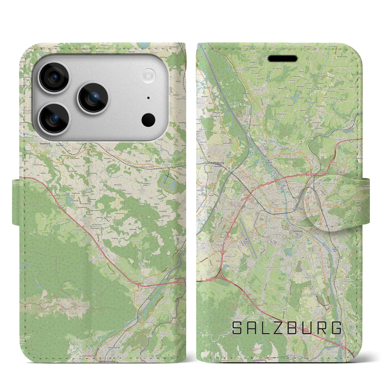 【ザルツブルク（オーストリア）】地図柄iPhoneケース（手帳タイプ）