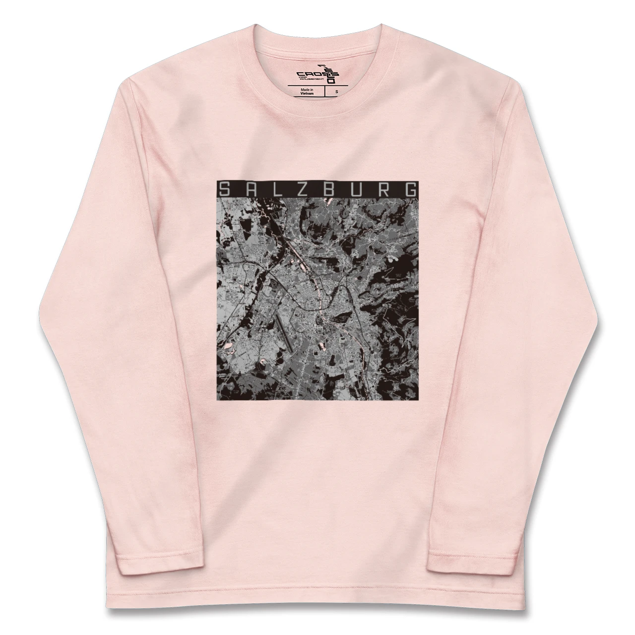 【ザルツブルク（オーストリア）】地図柄ロングスリーブTシャツ