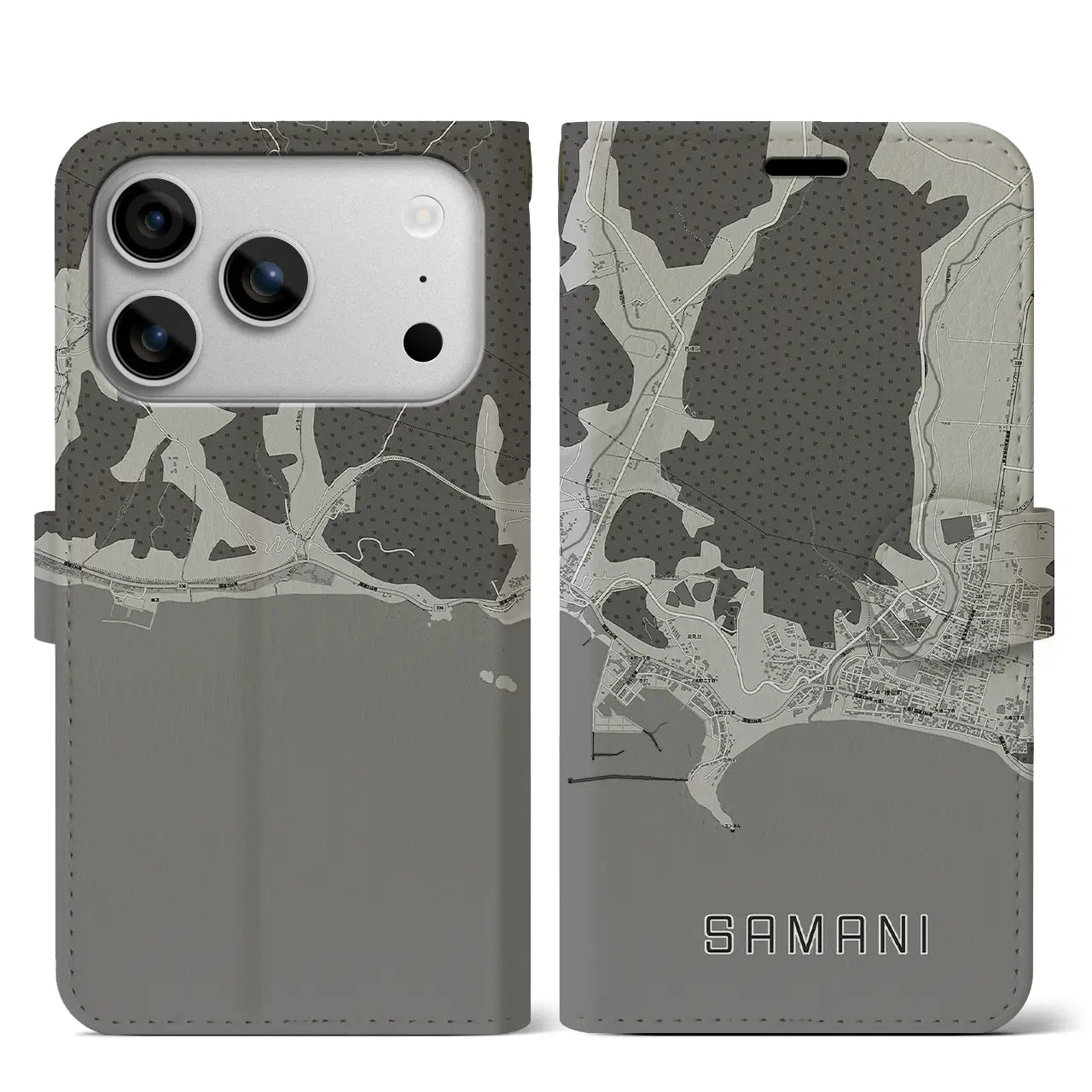 【様似（北海道）】地図柄iPhoneケース（手帳タイプ）