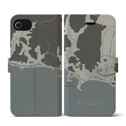 【様似（北海道）】地図柄iPhoneケース（手帳タイプ）モノトーン・iPhone SE（第3 / 第2世代） / 8 / 7 / 6s / 6 用