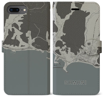 【様似（北海道）】地図柄iPhoneケース（手帳タイプ）モノトーン・iPhone 8Plus /7Plus / 6sPlus / 6Plus 用