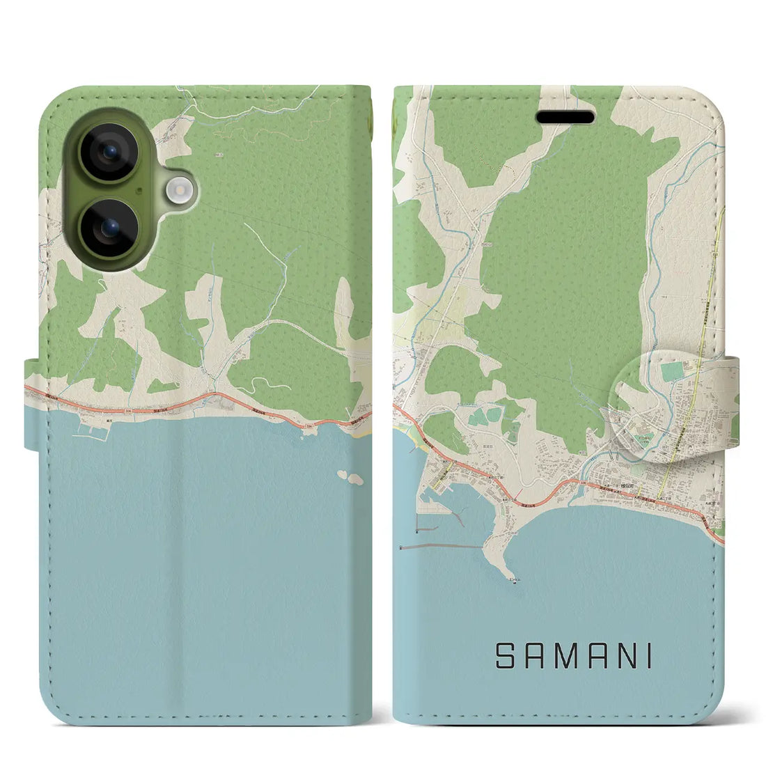 【様似（北海道）】地図柄iPhoneケース（手帳タイプ）モノトーン・iPhone 17 Pro Max 用