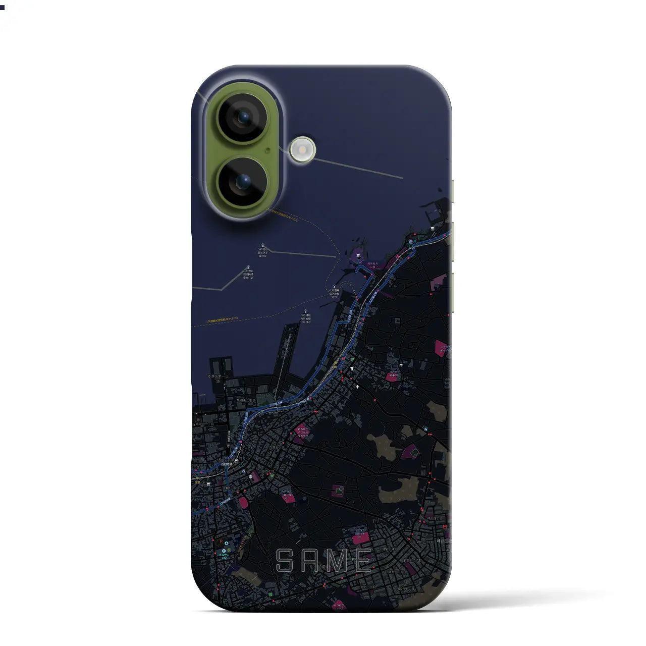 【鮫（青森県）】地図柄iPhoneケース（バックカバータイプ）