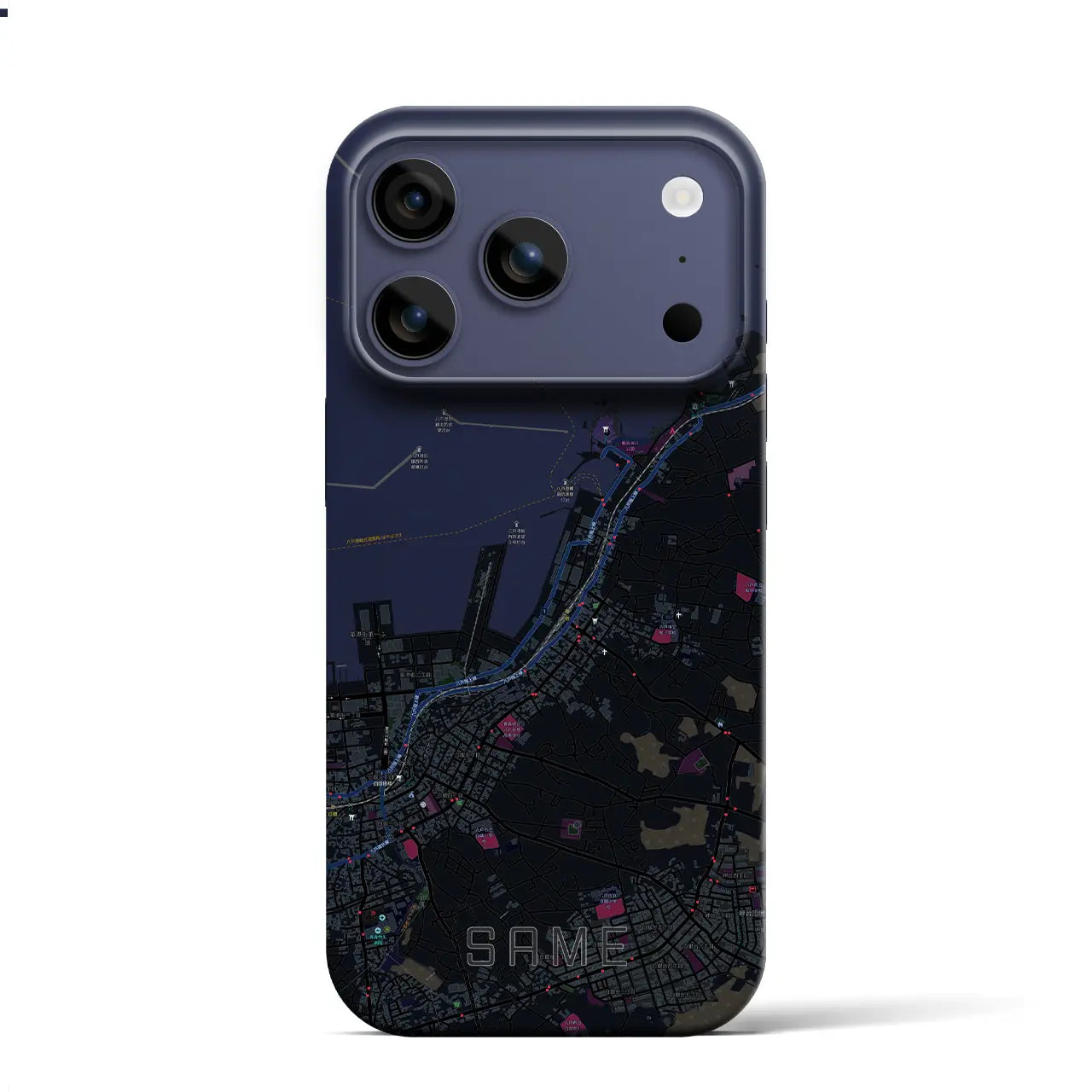 【鮫（青森県）】地図柄iPhoneケース（バックカバータイプ）