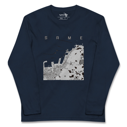 【鮫（青森県）】地図柄ロングスリーブTシャツ