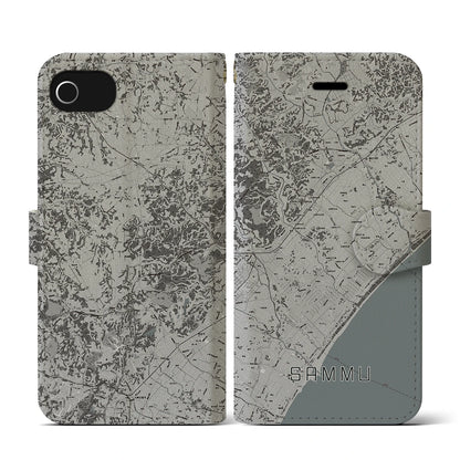 【山武（千葉県）】地図柄iPhoneケース（手帳タイプ）モノトーン・iPhone SE（第3 / 第2世代） / 8 / 7 / 6s / 6 用