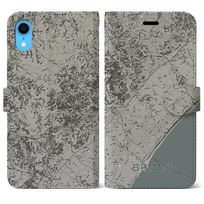 【山武（千葉県）】地図柄iPhoneケース（手帳タイプ）モノトーン・iPhone XR 用
