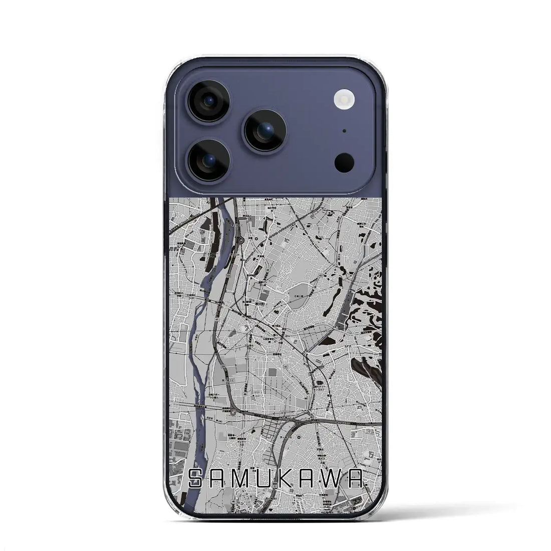 【寒川（神奈川県）】地図柄iPhoneケース（クリアタイプ）モノトーン・iPhone 17 Pro Max 用