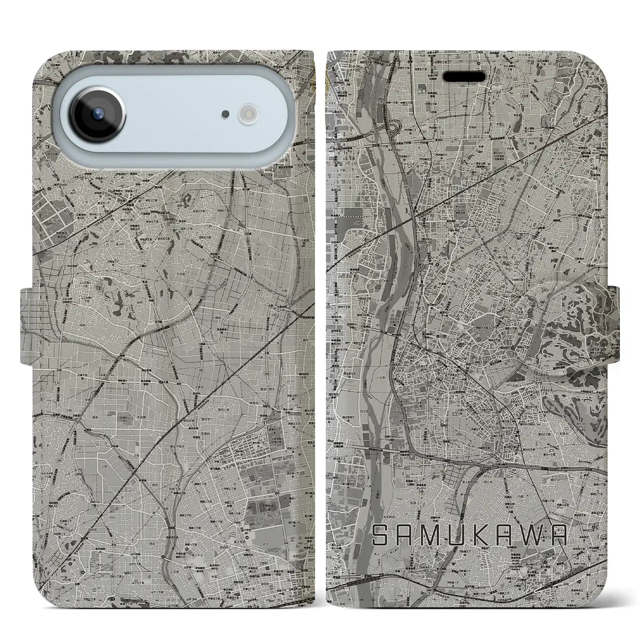 【寒川（神奈川県）】地図柄iPhoneケース（手帳タイプ）