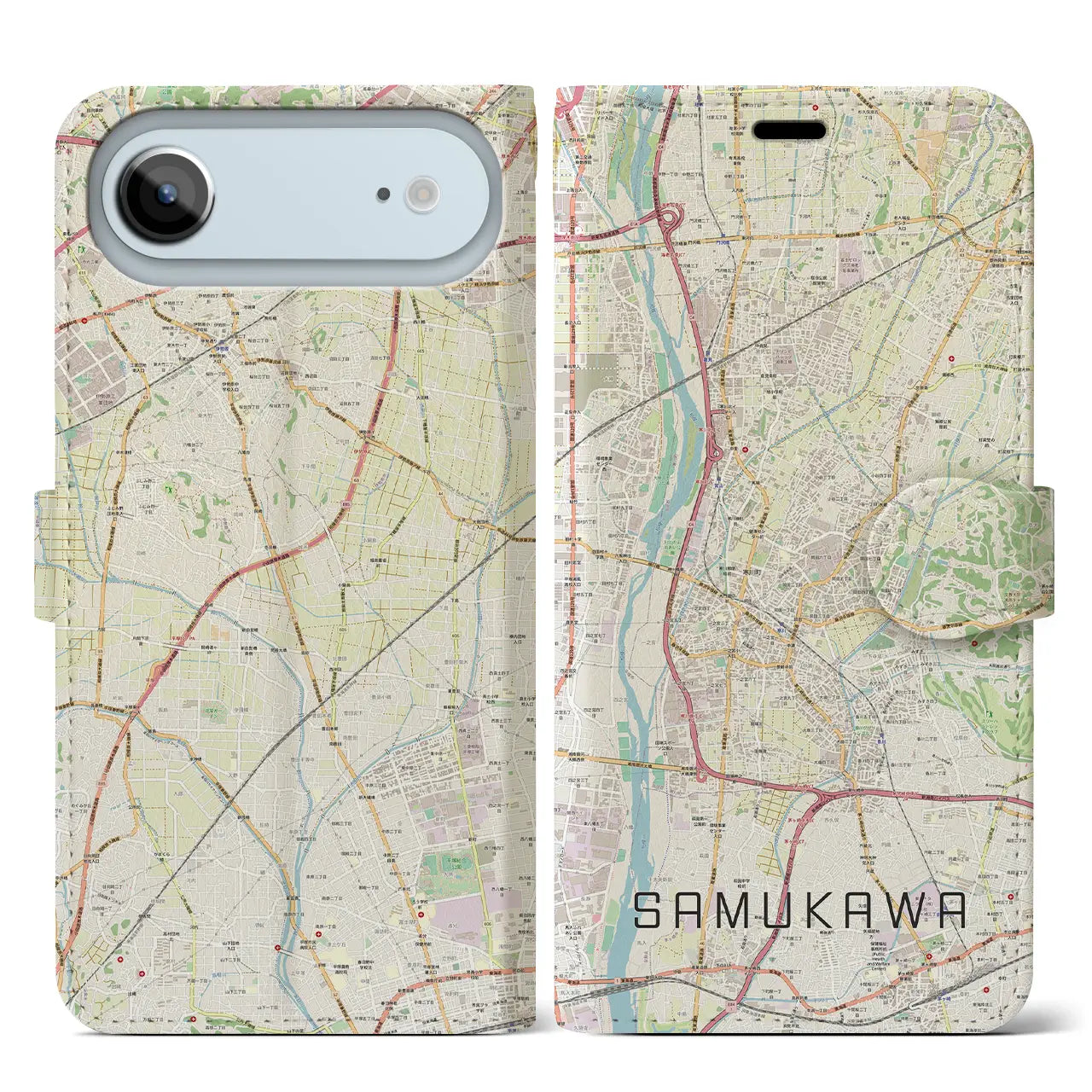 【寒川（神奈川県）】地図柄iPhoneケース（手帳タイプ）