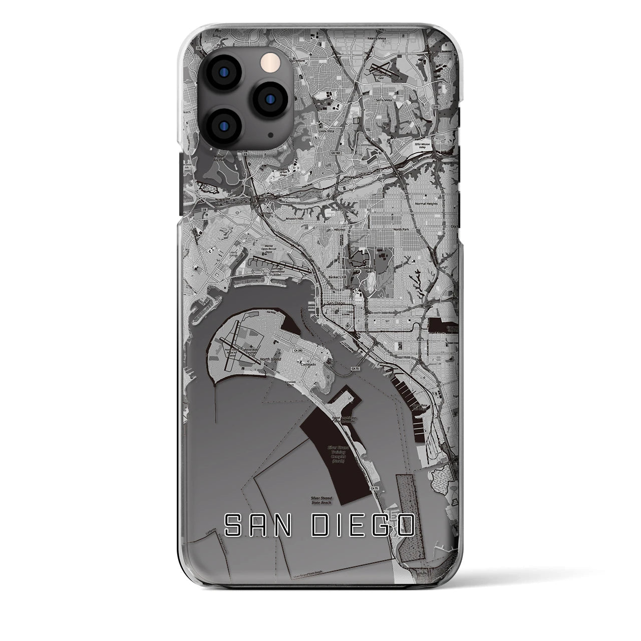 【サンディエゴ（アメリカ）】地図柄iPhoneケース（クリアタイプ）