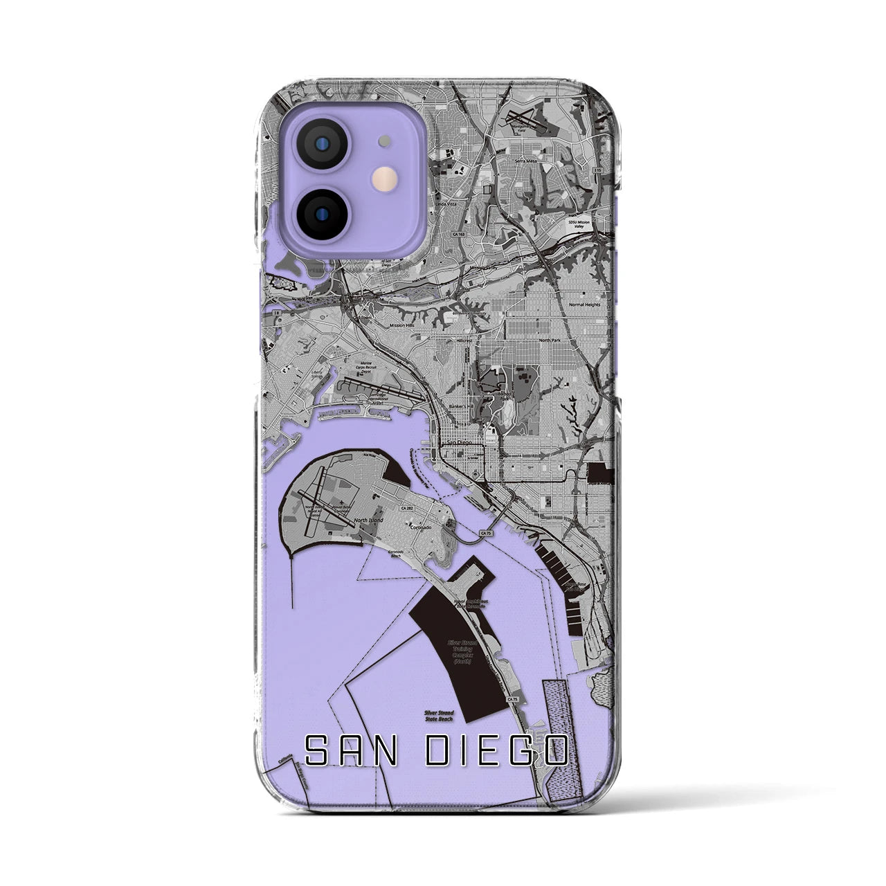 【サンディエゴ（アメリカ）】地図柄iPhoneケース（クリアタイプ）