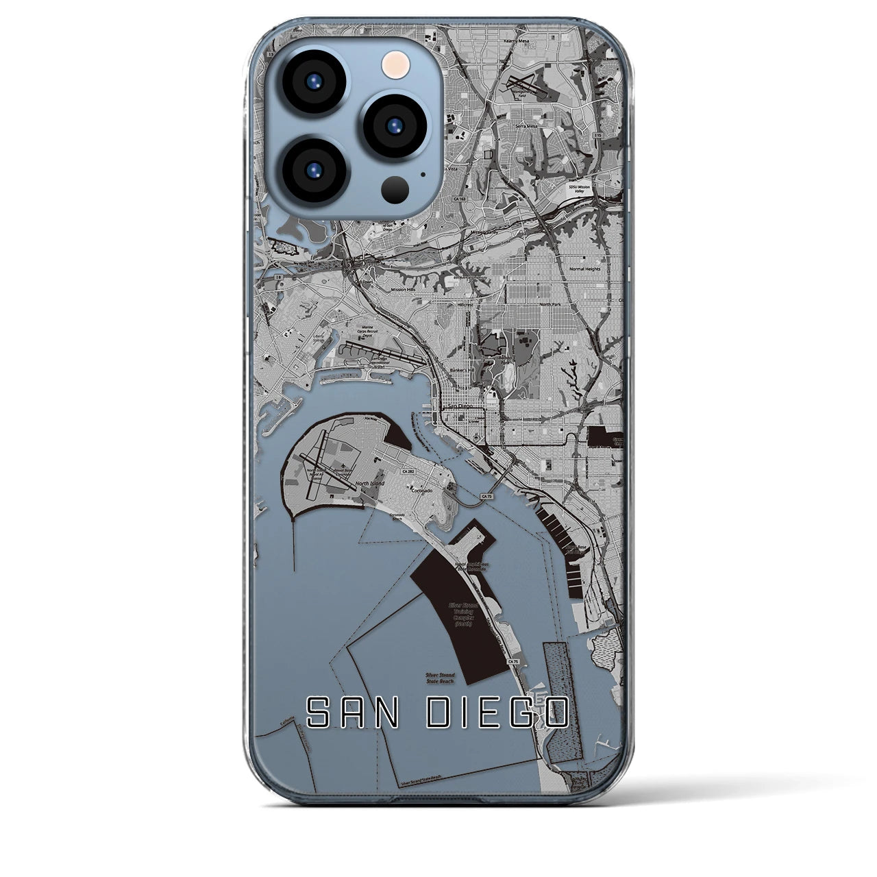 【サンディエゴ（アメリカ）】地図柄iPhoneケース（クリアタイプ）