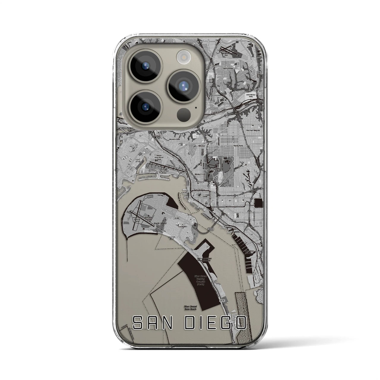【サンディエゴ（アメリカ）】地図柄iPhoneケース（クリアタイプ）