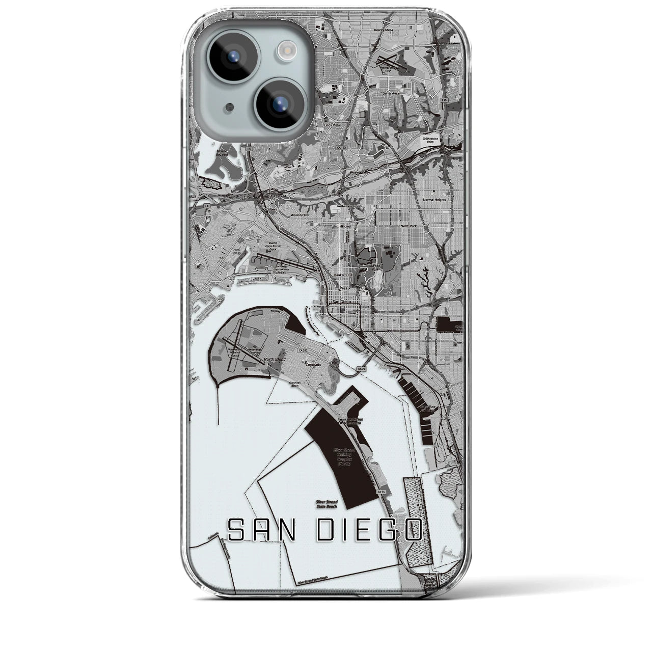 【サンディエゴ（アメリカ）】地図柄iPhoneケース（クリアタイプ）