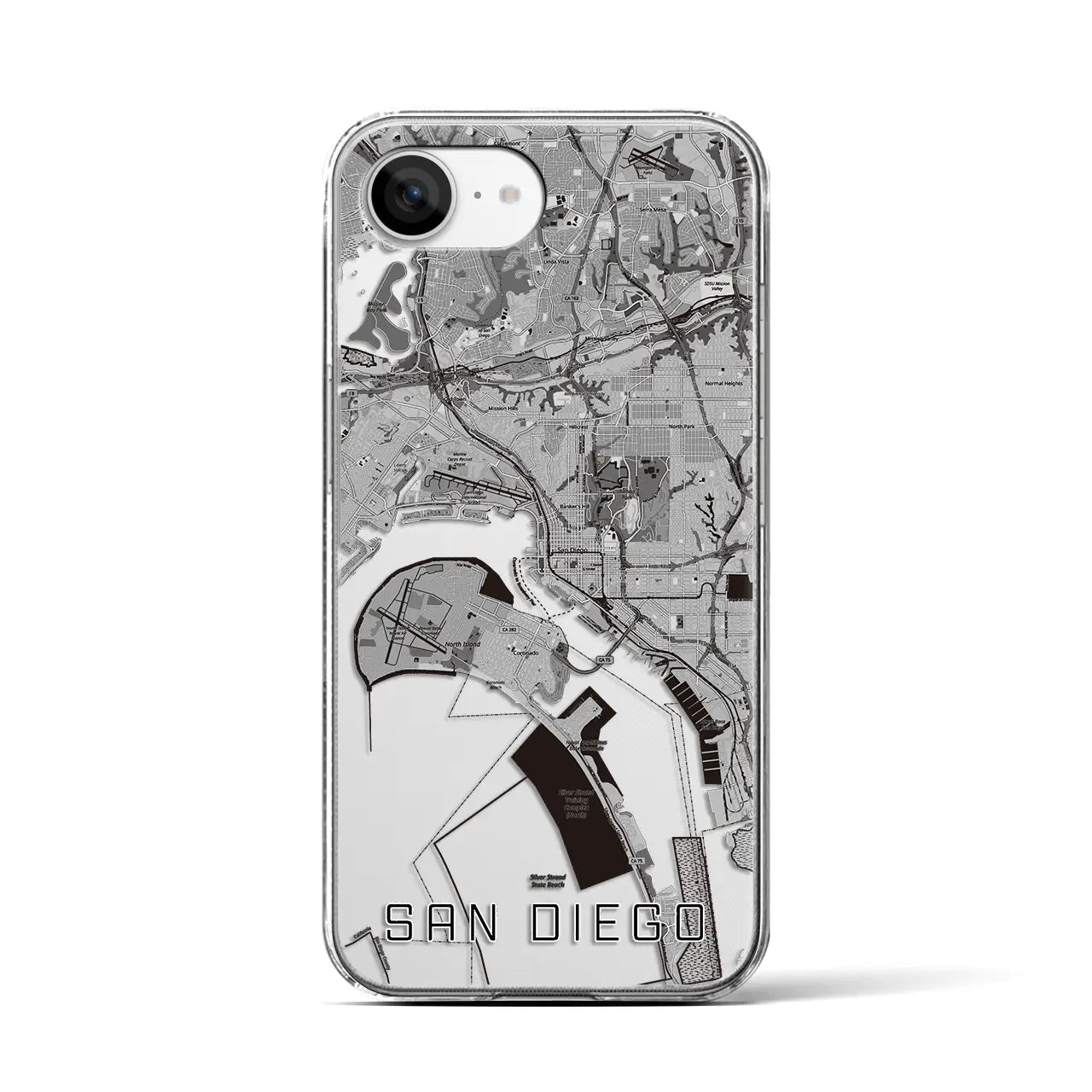 【サンディエゴ（アメリカ）】地図柄iPhoneケース（クリアタイプ）
