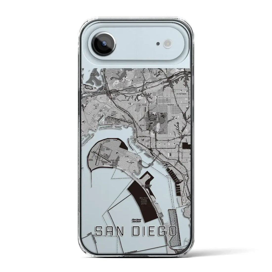 【サンディエゴ（アメリカ）】地図柄iPhoneケース（クリアタイプ）モノトーン・iPhone 17 Pro Max 用