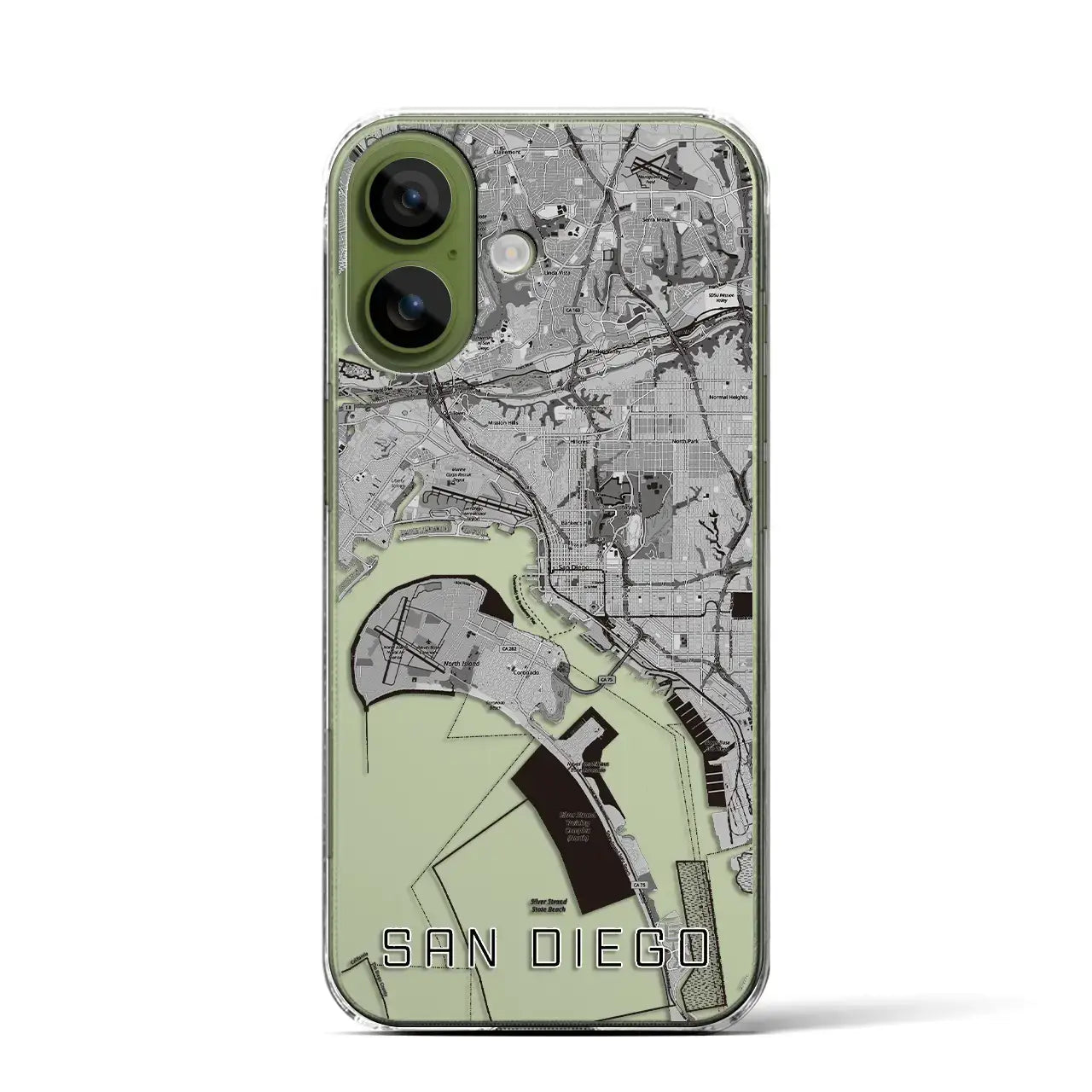 【サンディエゴ（アメリカ）】地図柄iPhoneケース（クリアタイプ）
