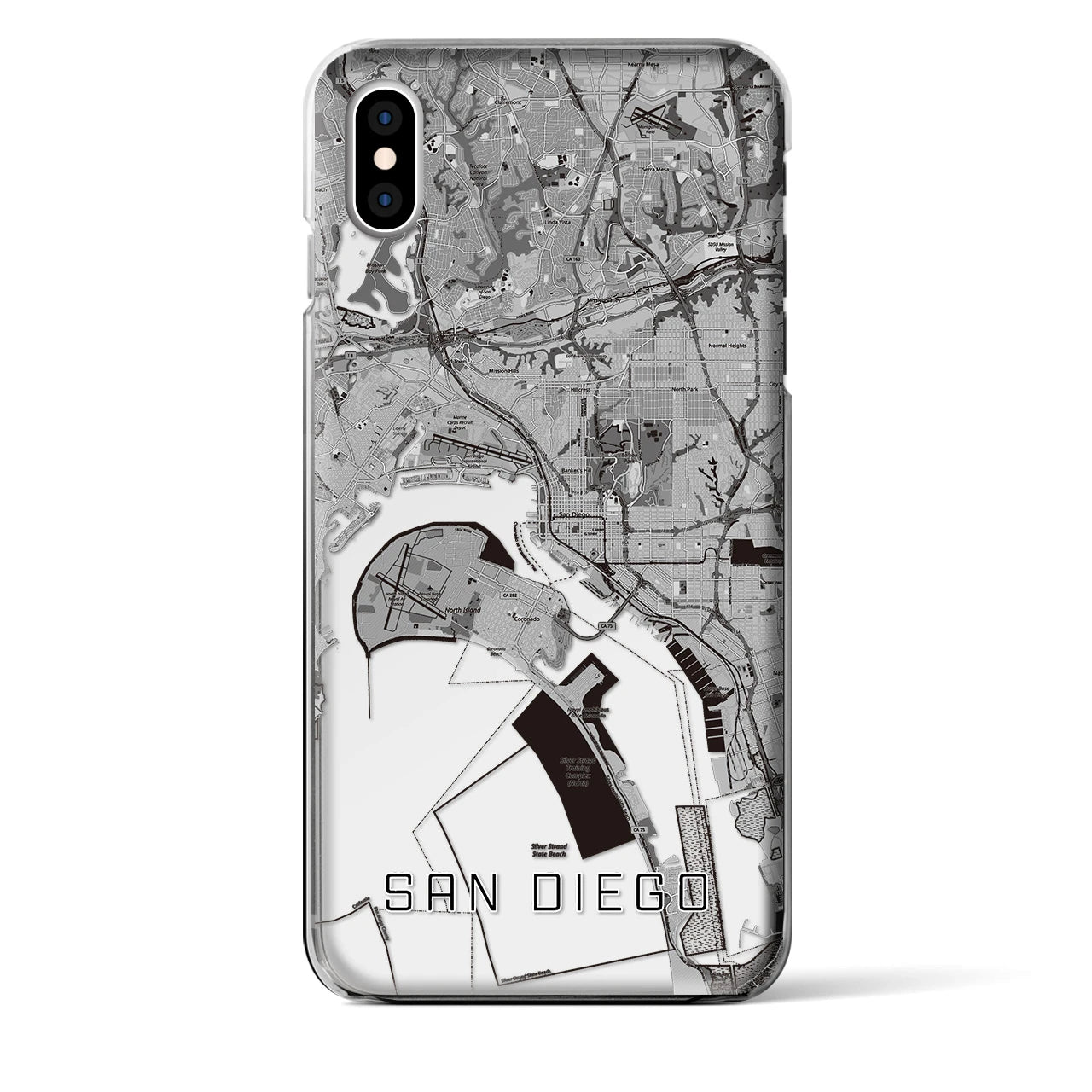 【サンディエゴ（アメリカ）】地図柄iPhoneケース（クリアタイプ）