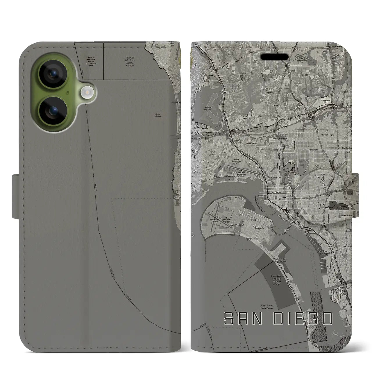 【サンディエゴ（アメリカ）】地図柄iPhoneケース（手帳タイプ）