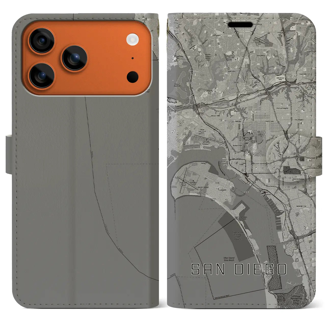 【サンディエゴ（アメリカ）】地図柄iPhoneケース（手帳タイプ）