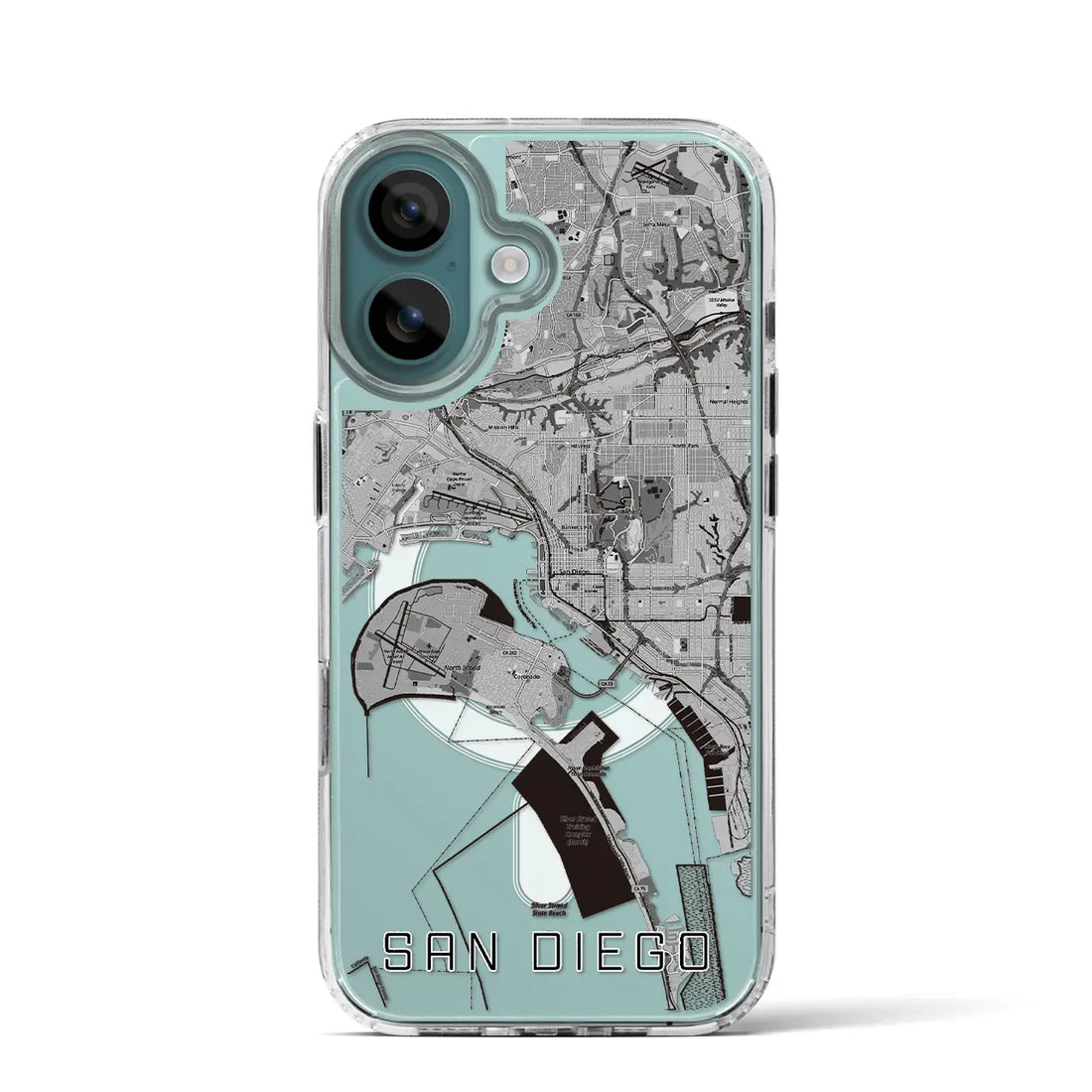 【サンディエゴ(アメリカ)】地図柄iPhoneケース(MagSafeタイプ)モノトーン・iPhone 16 Pro 用