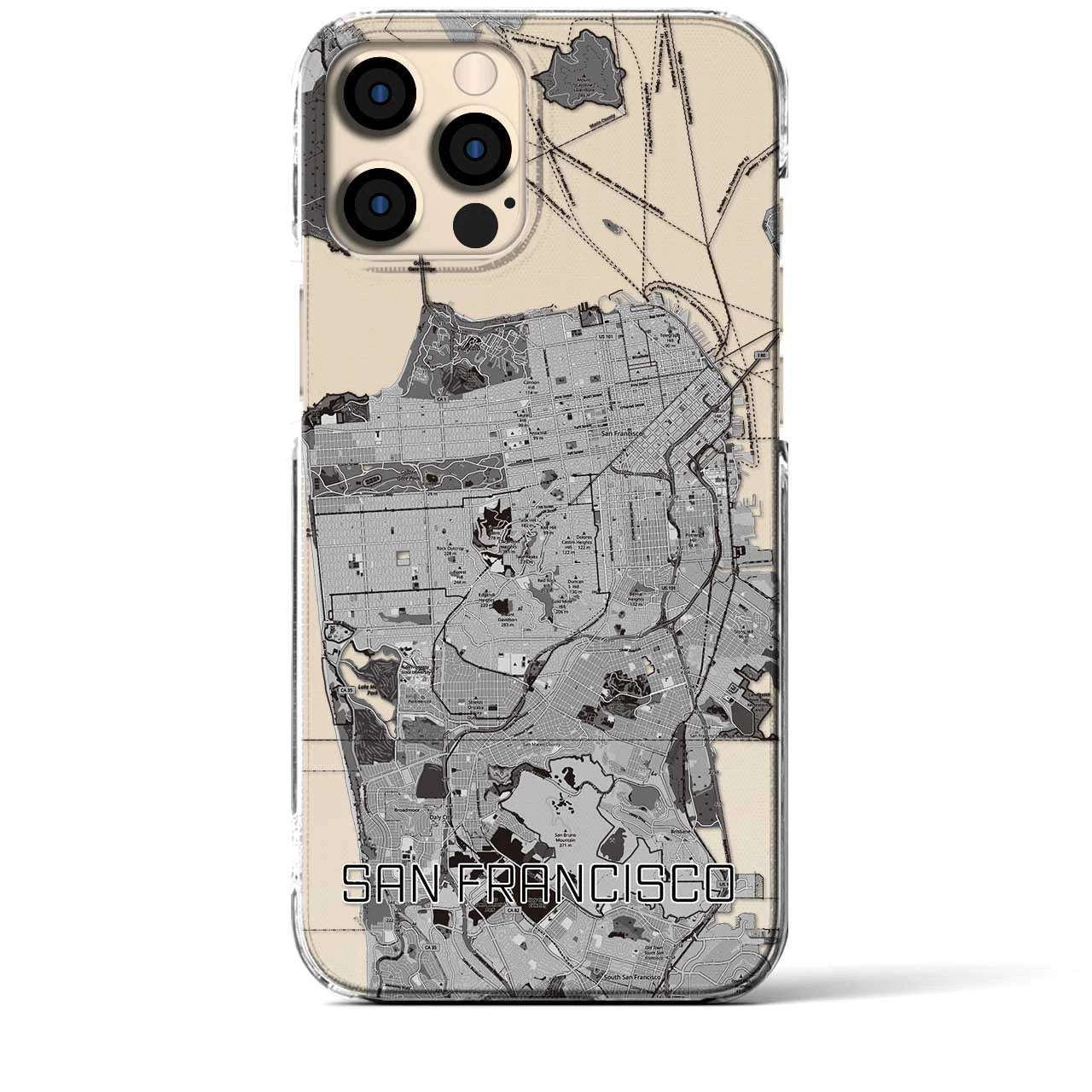 【サンフランシスコ（アメリカ）】地図柄iPhoneケース（クリアタイプ）