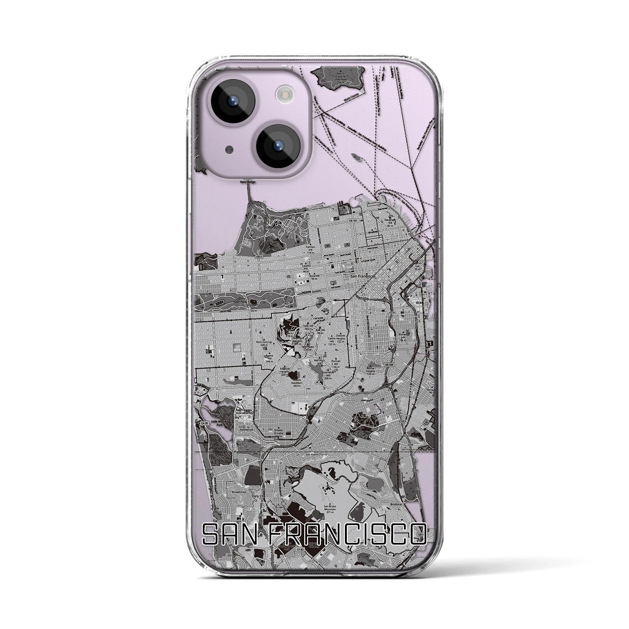 【サンフランシスコ（アメリカ）】地図柄iPhoneケース（クリアタイプ）
