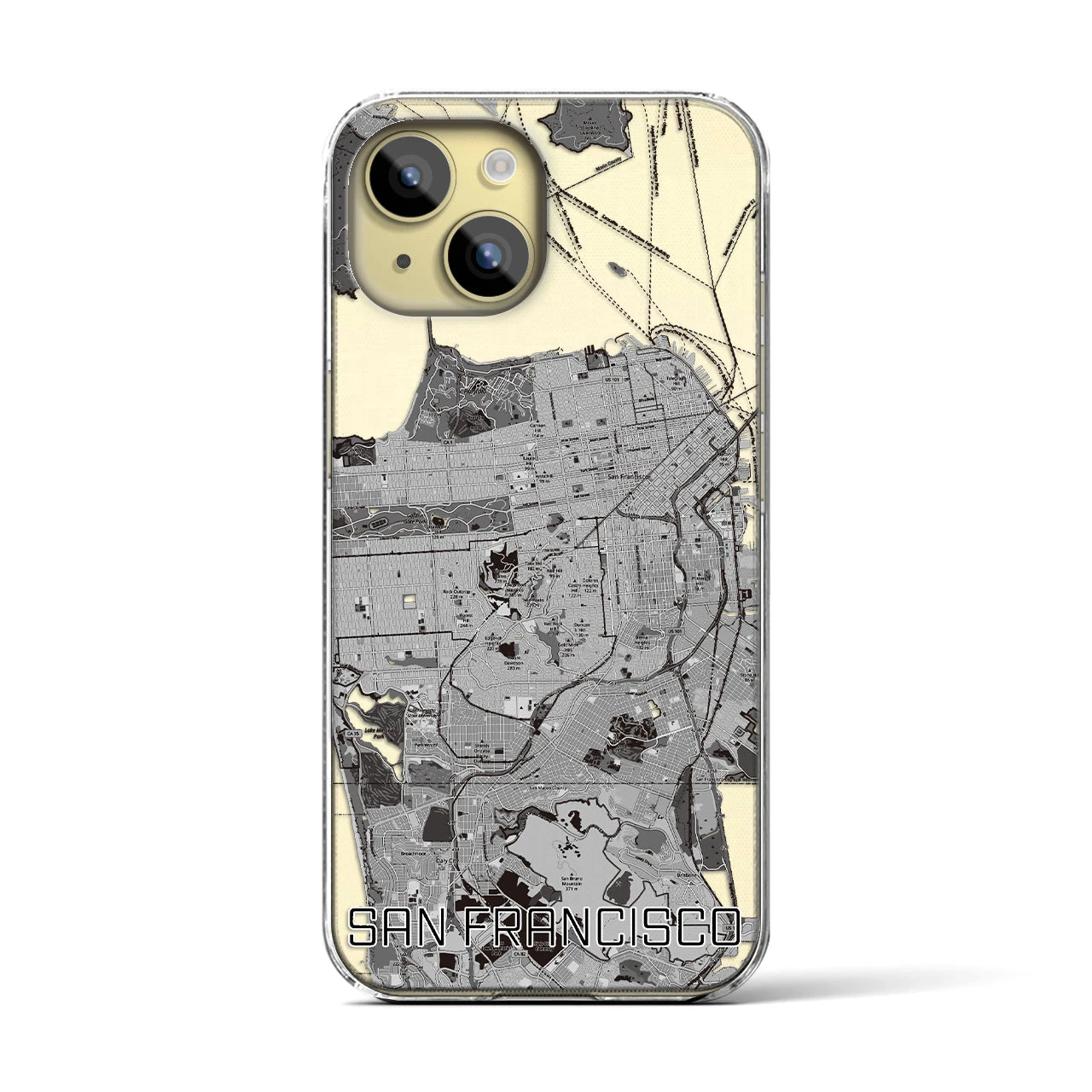 【サンフランシスコ（アメリカ）】地図柄iPhoneケース（クリアタイプ）