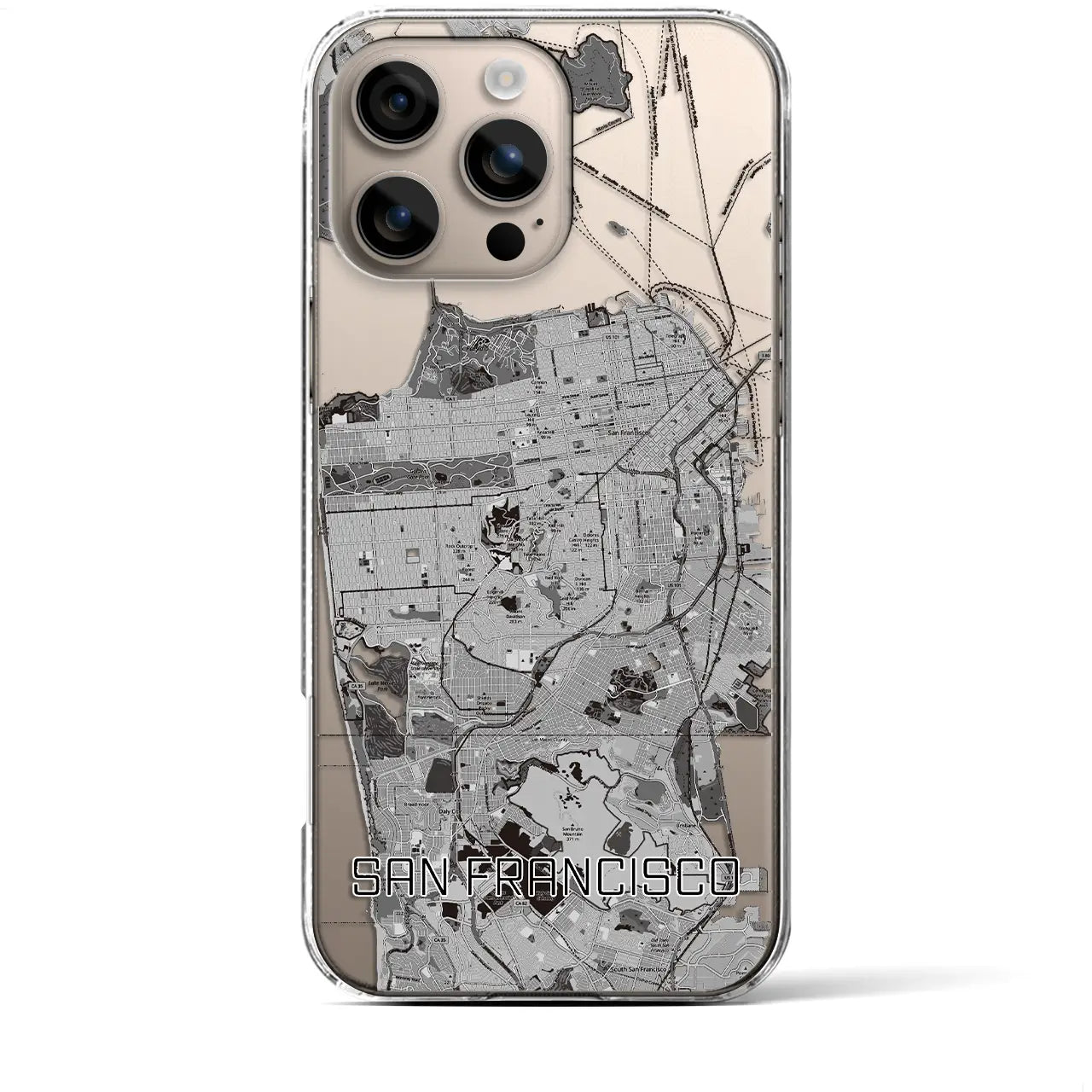 【サンフランシスコ（アメリカ）】地図柄iPhoneケース（クリアタイプ）